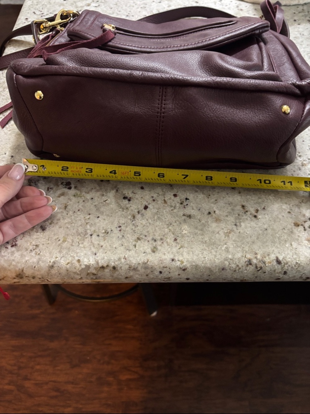 Aimee Kestenberg Pebble Leather Shoulder Bag in Burgundy with Gold Hardware - Picture 16 of 16